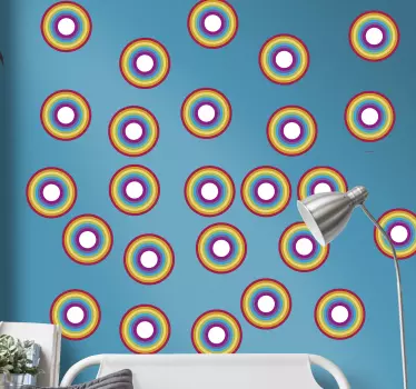 Adesivo geometrico motivi rotondi vibranti - TenStickers