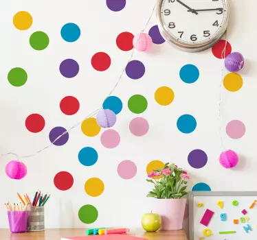 Adesivo geometrico motivo a cerchi colorati - TenStickers