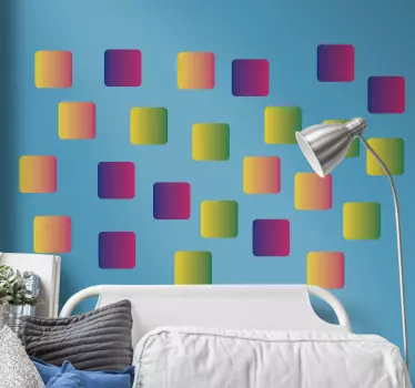 Adesivo geometrico quadrati colorati sfumati - TenStickers