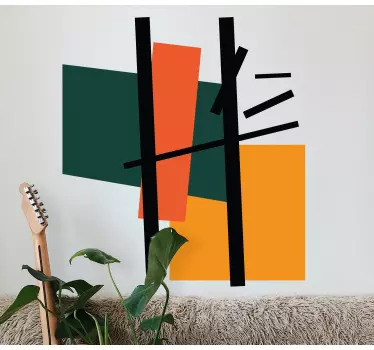 Adesivo geometrico sezioni di colore astratte - TenStickers