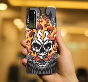 Adesivo Huawei disegno del teschio con fiamma - TenStickers