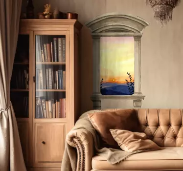 Adesivo illusione finestra classica finitura acquerello - TenStickers