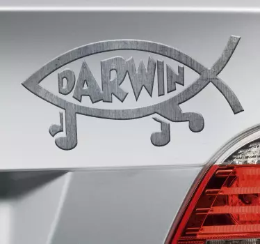 Adesivo macchina pesce argentato - TenStickers