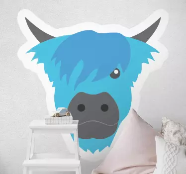 Adesivo mucca highland blu - TenStickers