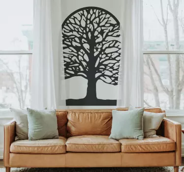 Adesivo murale soggiorno albero ad arco - TenStickers