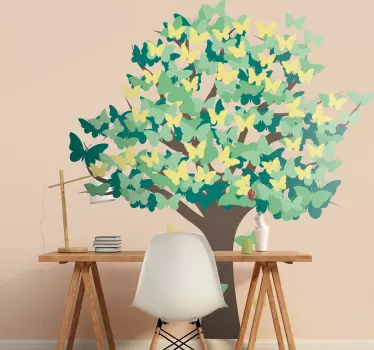 Adesivo murale camera da letto albero di farfalle - TenStickers