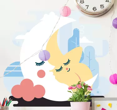 Adesivo murale bambini luna e stella - TenStickers