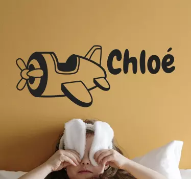 Adesivo murale bambini nome personalizzato dell'aereo - TenStickers