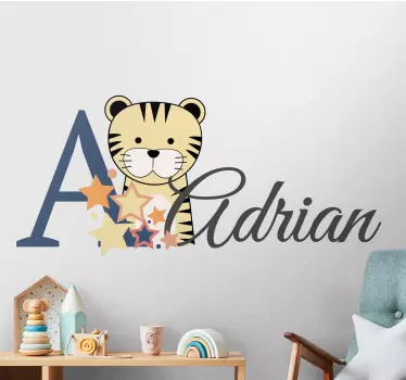 Adesivo neonato tigre con nome - TenStickers