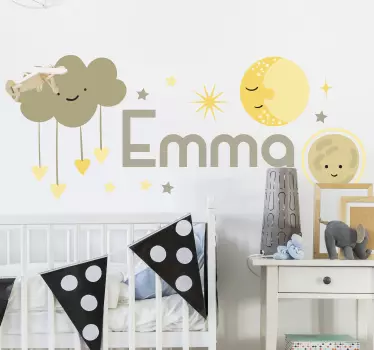 Adesivo murale bambini nuvole e celeste - TenStickers