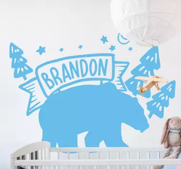 Adesivo murale bambini orso e alberi - TenStickers