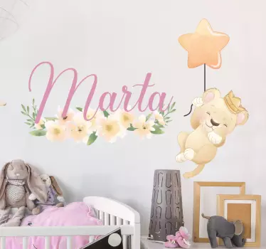 Adesivo neonato palloncino leone personalizzato - TenStickers