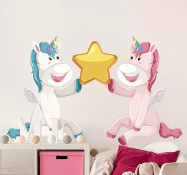 Adesivo murale bambini unicorni con stelle - TenStickers