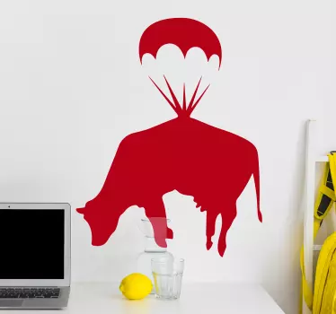 Adesivo casa Banksy mucca con paracadute - TenStickers