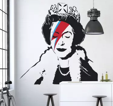 Adesivo murale soggiorno Banksy Queen Elisabetta - TenStickers