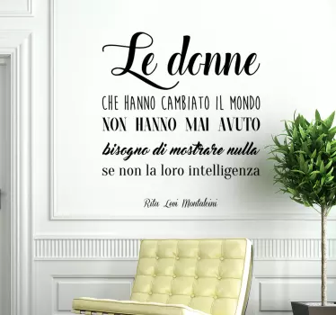 Adesivo murale soggiorno citazione Rita Levi Montalcini - TenStickers