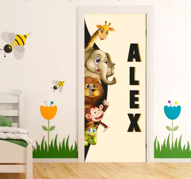 Adesivo per porta con animali personalizzabile - TenStickers