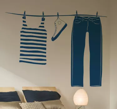 Adesivo murale corda da bucato - TenStickers