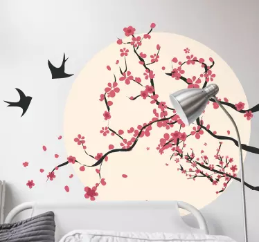 Adesivo murale camera da letto di fiori e uccelli - TenStickers