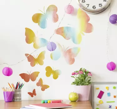 Adesivo murale camera da letto farfalle colorate - TenStickers