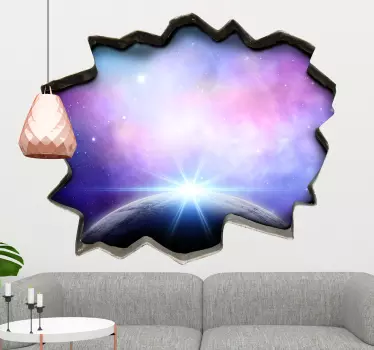 Adesivo murale illusione trompe l'oeuvre osserva il cosmo - TenStickers