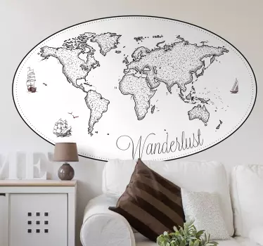 Adesivo murale camera da letto mappamondo wanderlust - TenStickers
