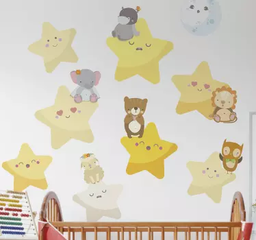 Sticker camerette neonati stelle e animaletti - TenStickers