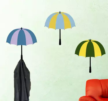 Disegno per pareti ombrelli effetto appendiabiti - TenStickers
