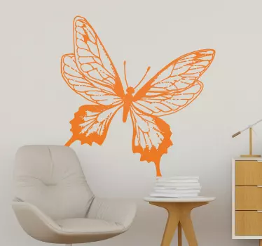 Adesivo murale rugby contorno farfalla elegante - TenStickers