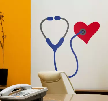 Adesivo murale stetoscopio cuore - TenStickers
