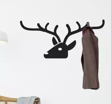 Adesivo murale camera da letto testa  cervo appendiabiti - TenStickers