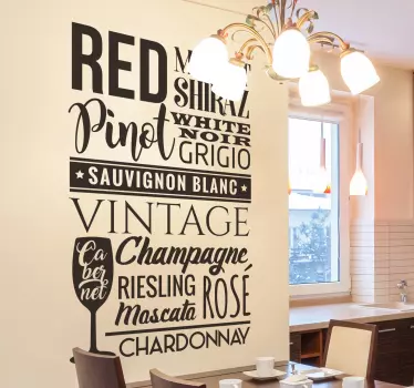 Adesivo murale testo amanti del vino - TenStickers