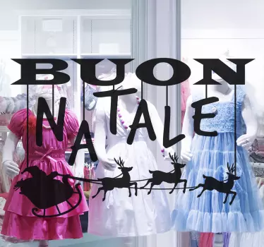 Adesivo Natale slitta con renne - TenStickers