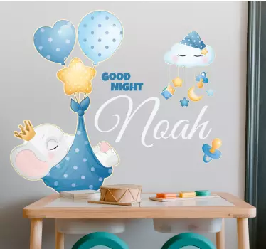 Adesivo neonato palloncini elefante assonnato - TenStickers