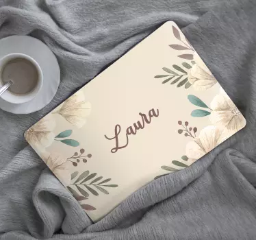 Adesivo pc Bellissimi fiori che sbocciano con il nome - TenStickers