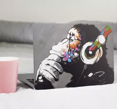 Adesivo pc Dj monkey graffiti bansky art - TenStickers