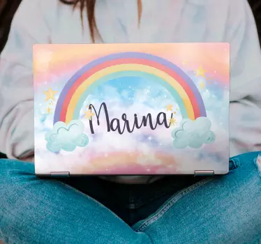 Adesivo per pc fantastico arcobaleno con belle nuvole - TenStickers