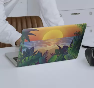 Adesivo pc Laptop retrò sun bearch - TenStickers