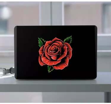 Adesivo pc Rosa rossa su nero - TenStickers