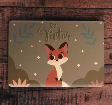 Adesivo pc Simpatica volpe per ragazzo con nome - TenStickers