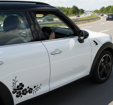 Adesivo per auto angolo fiore nero - TenStickers
