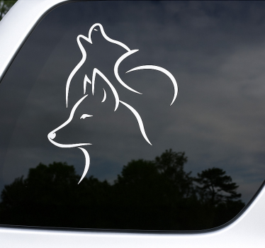 Adesivo per auto arte lineare di lupo - TenStickers