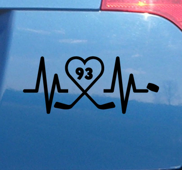 Adesivo per auto battito cardiaco hockey - TenStickers