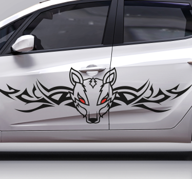 Adesivo per auto design tribale lupo - TenStickers