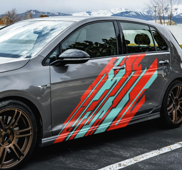 Adesivo per auto disegno geometrico bicolore - TenStickers