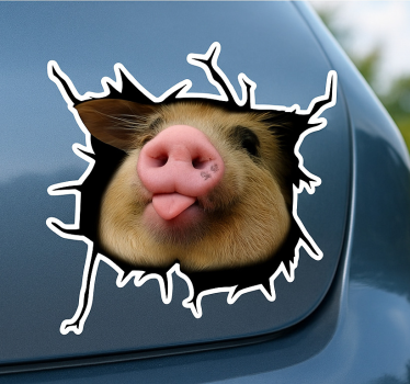 Adesivo per auto maialino divertente 3d - TenStickers