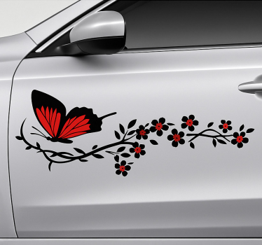 Adesivo per auto effetto farfalla rosso nero - TenStickers