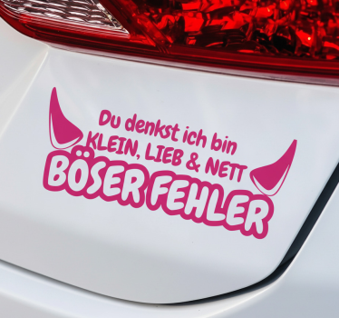 Adesivo per auto errore fatale diavolo rosa - TenStickers