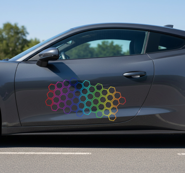 Adesivo per auto forme esagonali multicolori brillanti - TenStickers