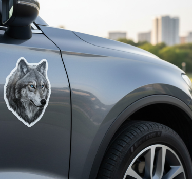 Adesivo per auto lupo dagli occhi blu selvaggio - TenStickers